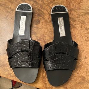 Zara black croc sandals